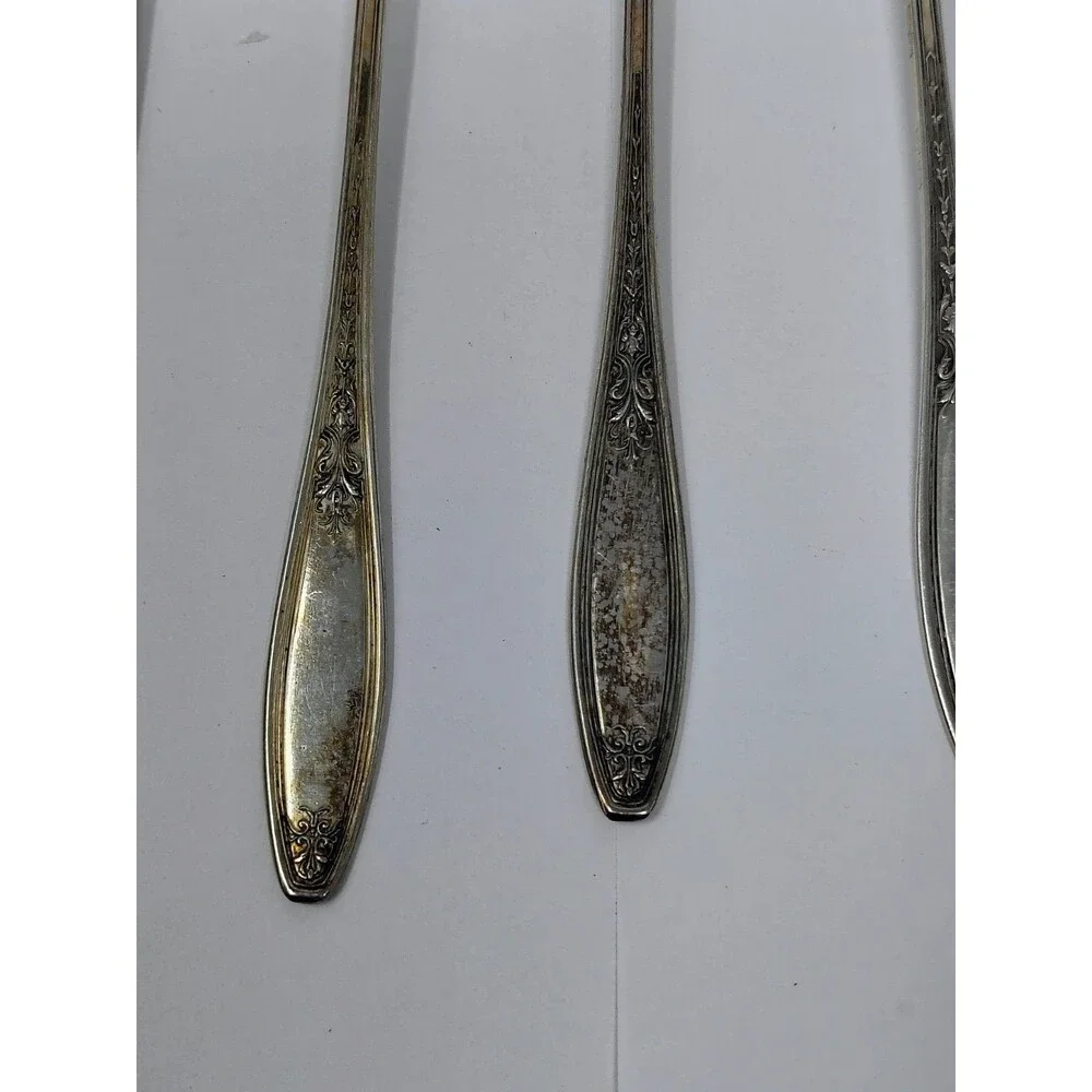 Oneida Rosemary Rockford Silverplate Set Of 9 Cocktail Forks Art Deco MCM